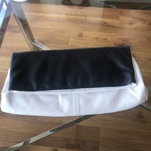 BCBG 2 tone leather clutch